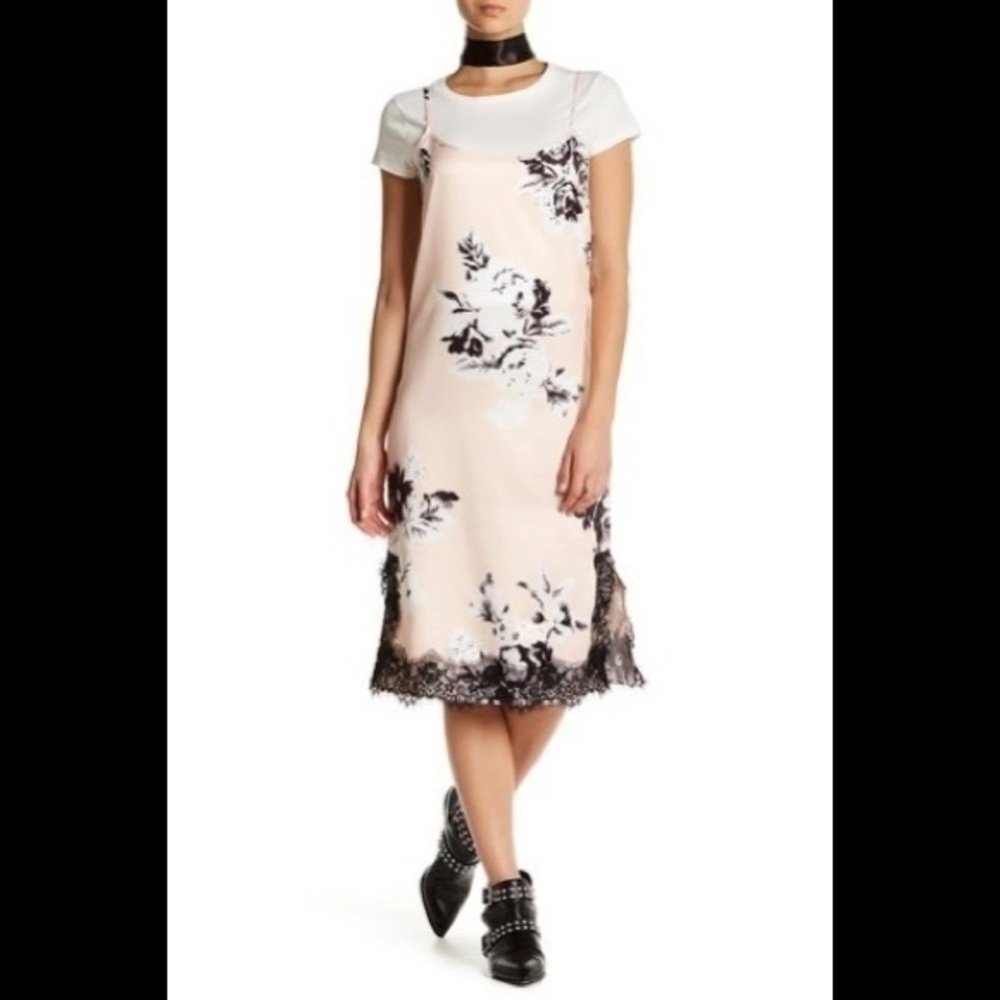 NWT Want & Need Printed Twofer Slip Dress